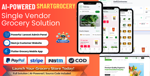 SmartGrocery SaaS – AI-Powered Premium Grocery Solution (Laravel + Next.js + Flutter)