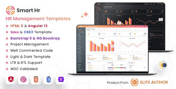 SmartHR – HR, Project Management  CRM Admin Dashboard (HTML, Vue 3, Angular 20, Node)