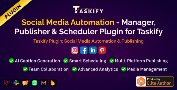 Social Media Automation – Manager, Publisher  Scheduler Plugin for Taskify