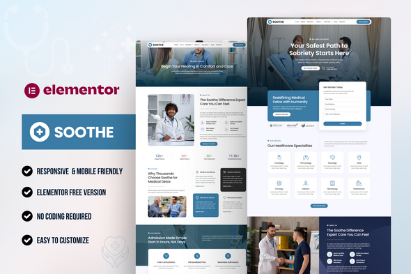Soothe – Medical  Healthcare Elementor Template Kit
