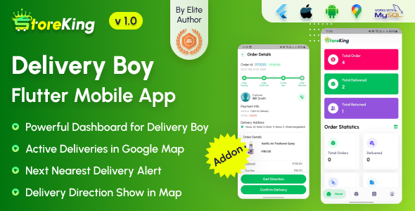 StoreKing – eCommerce (Grocery, Pharmacy, Supershop) Delivery Man Flutter Mobile App