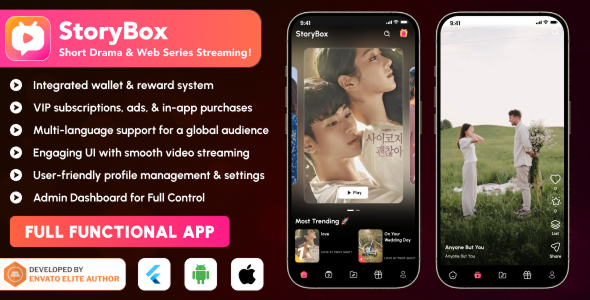 StoryBox – Short Drama Web Series Video Streaming Flutter App | Android, iOS, Web | Admin Panel