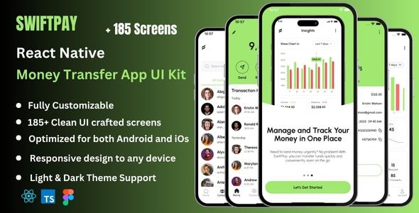 SwiftPay – Money Transfer React Native CLI App Ui Kit