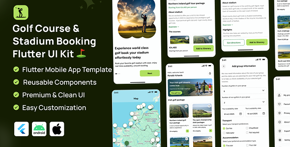 SwingMate – Golf Course  Stadium Booking Flutter App UI