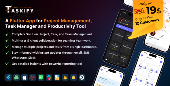 Taskify Flutter App – Project Management, Task Manager and Productivity Tool