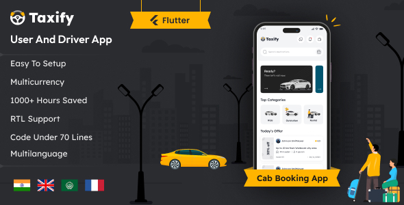 Taxify – Flutter Taxi App | Rider + Driver App UI KIT