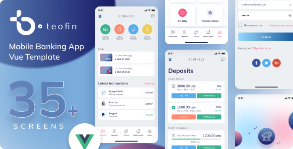 Teofin – Vue.js Banking  Finance PWA