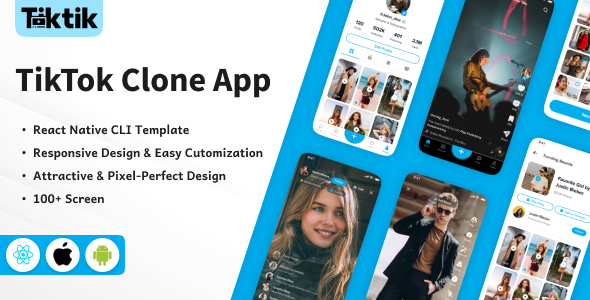 TikTok Clone – React Native Mobile App Template – Android/iOS UI Kit