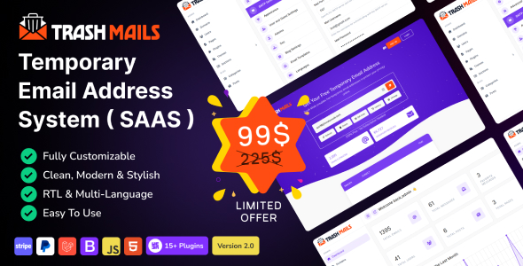 Trash Mails – Temporary Email Address System (SAAS)