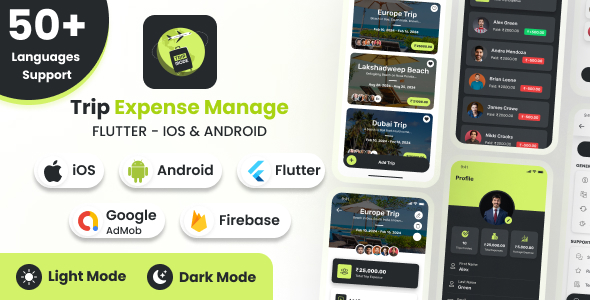 TripMode – Flutter Trip Expense Manager (Android iOS, Expense Split, 50+ Languages, Dark Mode)