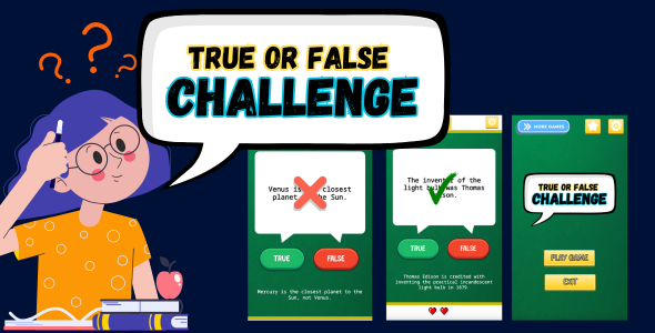 True or False Challenge – HTML5 Quiz Game (Construct 3 Template)