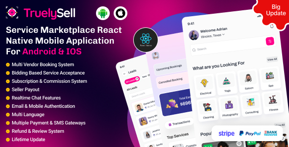 TruelySell – Service Marketplace React Native Mobile App Addon
