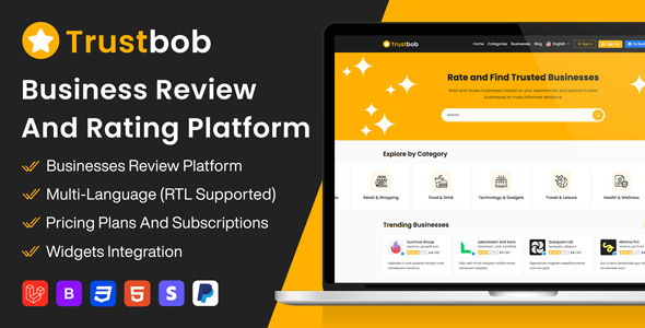Trustbob – Business Review And Rating Platform (SAAS)
