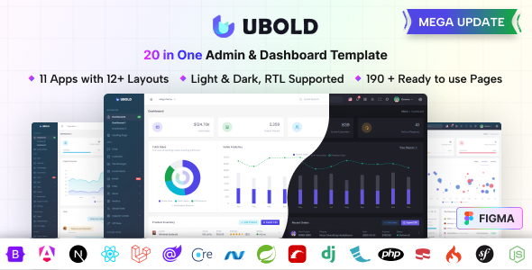 UBold – 20 in One Admin  Dashboard Template