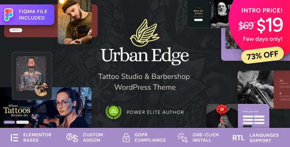 Urban Edge – Barbershop  Tattoo Studio WordPress Theme