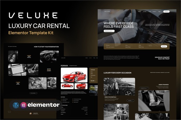 Veluxe – Luxury Car Rental Booking Elementor Template Kit