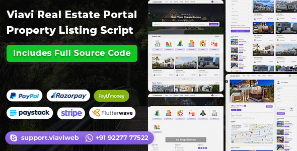 Viavi Real Estate Portal – Property Listing Script