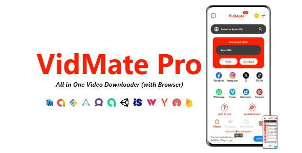 VidMate Pro – All in One Video Downloader (with Browser) | ADMOB, FIREBASE, ONESIGNAL