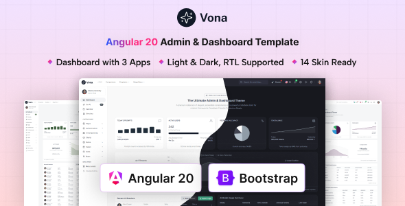 Vona – Angular 20 Minimal Admin  Dashboard Template