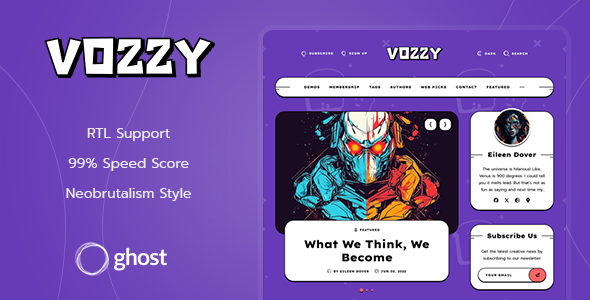 Vozzy – Neobrutalism Lightweight Ghost Theme