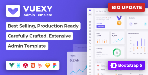 Vuexy – Vuejs, Nuxt, Next.js, HTML, Laravel, Asp.Net Django Admin Dashboard Template