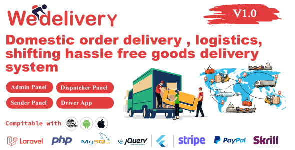 We Delivery – Parcel delivery and traditional courier service management systems with admin panel