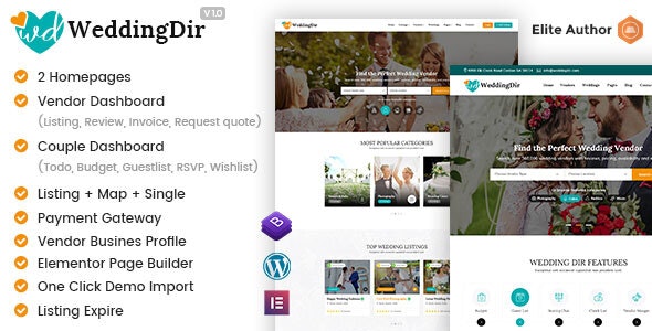 WeddingDir – Directory  Listing WordPress Theme for Vendor / Supplier