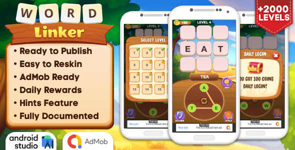 Word Linker – Puzzle Game Android Studio Project with AdMob Ads + Ready to Publish