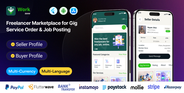 Workzone – Freelancer Marketplace for Gig Service Order  Job Posting Flutter Mobile App