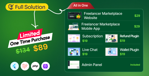 Workzone – Freelancer Marketplace for Service  Job Posting Laravel Script + Mobile App (Bundle)