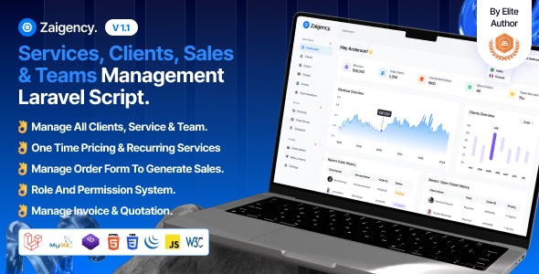 Zaigency – Services, Clients, Sales  Teams Management Laravel Script
