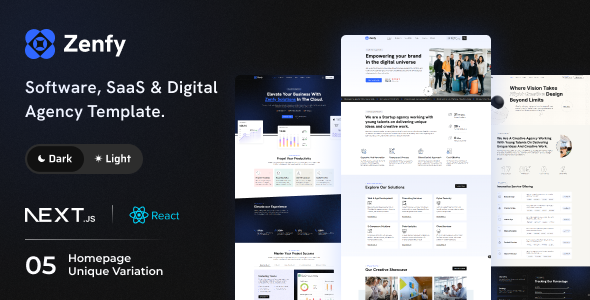 Zenfy – Software, SaaS  Digital Agency React Next JS Template