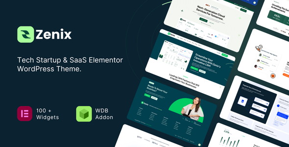 Zenix – Tech Startup  SaaS Elementor WordPress Theme