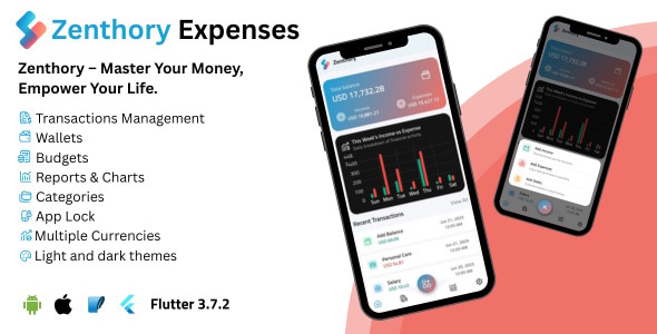 Zenthory – Personal Finance Tracker, Budget  Expense Manager Flutter App