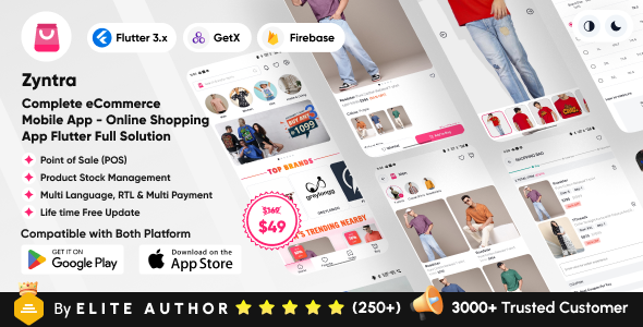 Zyntra – Complete eCommerce Mobile App – Online Shopping App – eCommerce Store App Flutter Solution