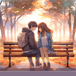 couple on bench painting wallpaper – animewallpaper