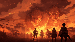 fire titans surrounding war wallpaper - animewallpaper
