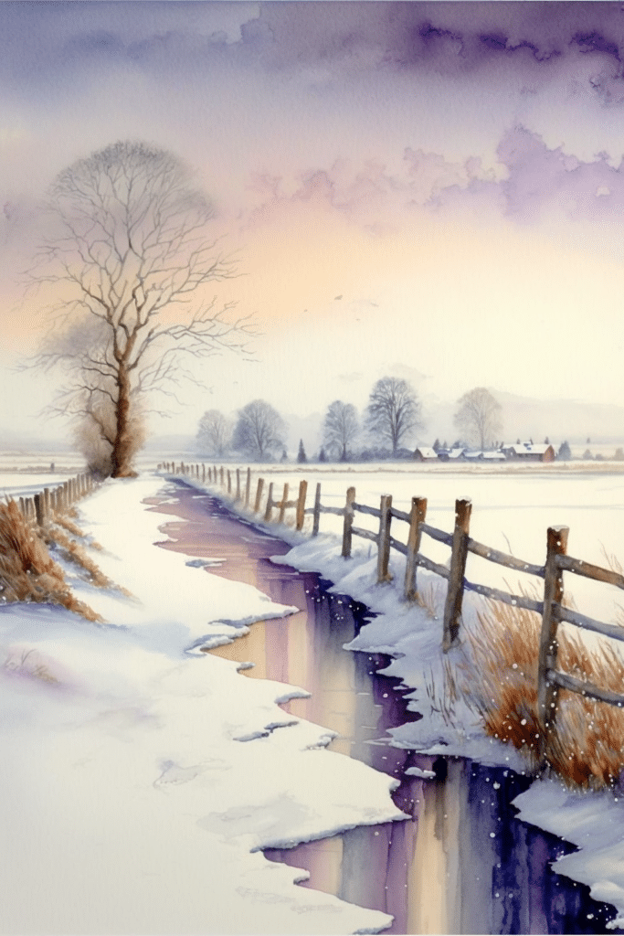 winter watercolour landscape wallpaper – animewallpaper