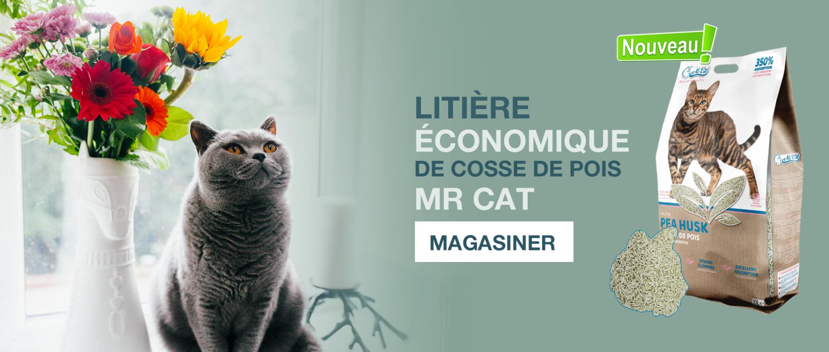 Nouvelle litière de cosse de pois Mr Cat | AnimObouffe