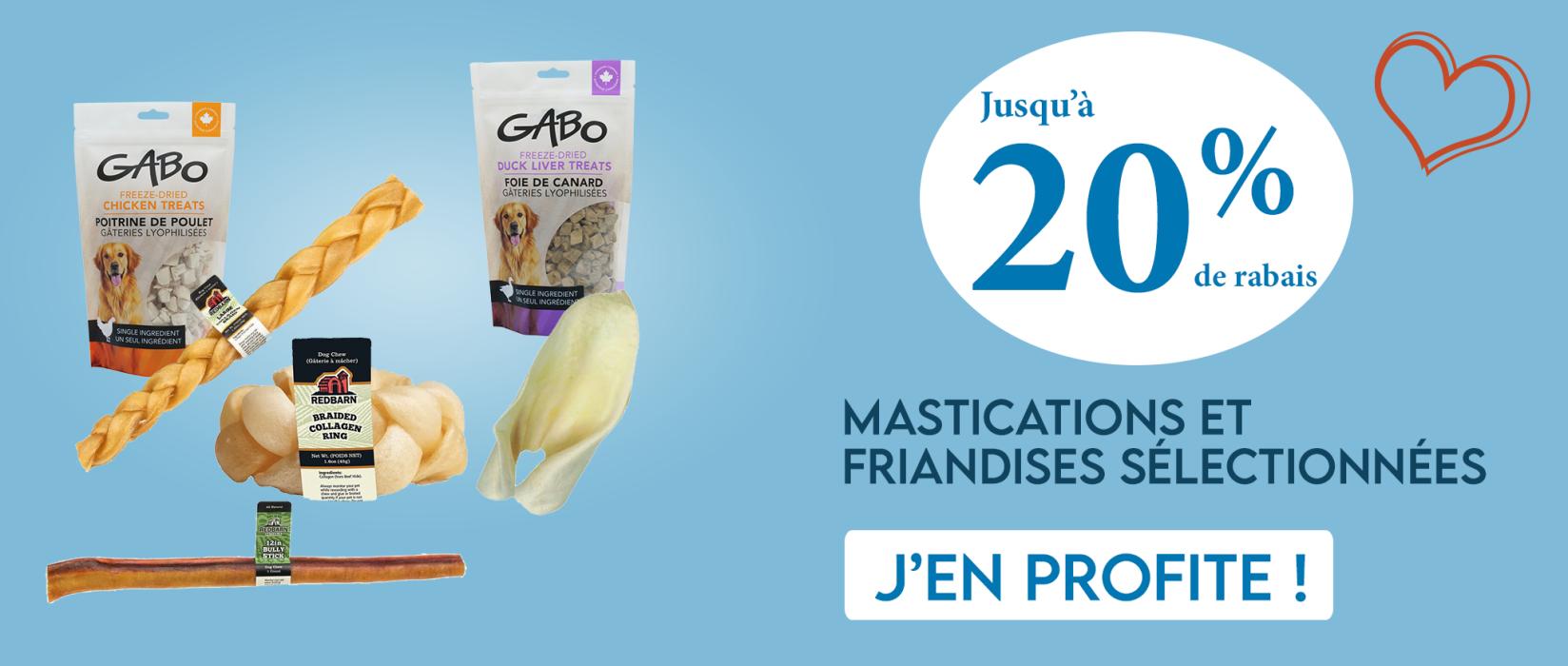 Jusqu'à 20% sur les mastications et friandises sélectionnées | AnimObouffe