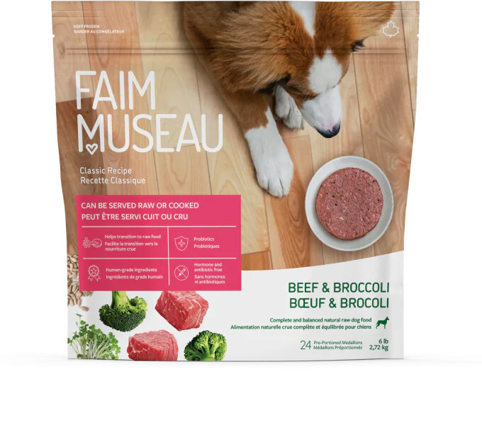 Fm119 - Nourriture crue recette classique boeuf & brocoli pour chiens - Faim Museau