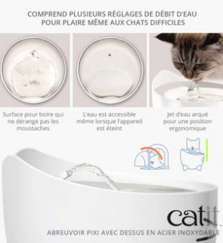 Abreuvoir électrique Pixi en acier inoxydable pour animaux - Catit