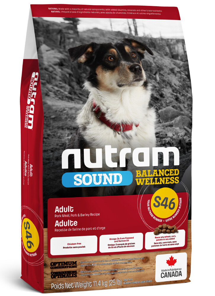 M385 - Nourriture pour chiens adultes au porc - Nutram Sound S46