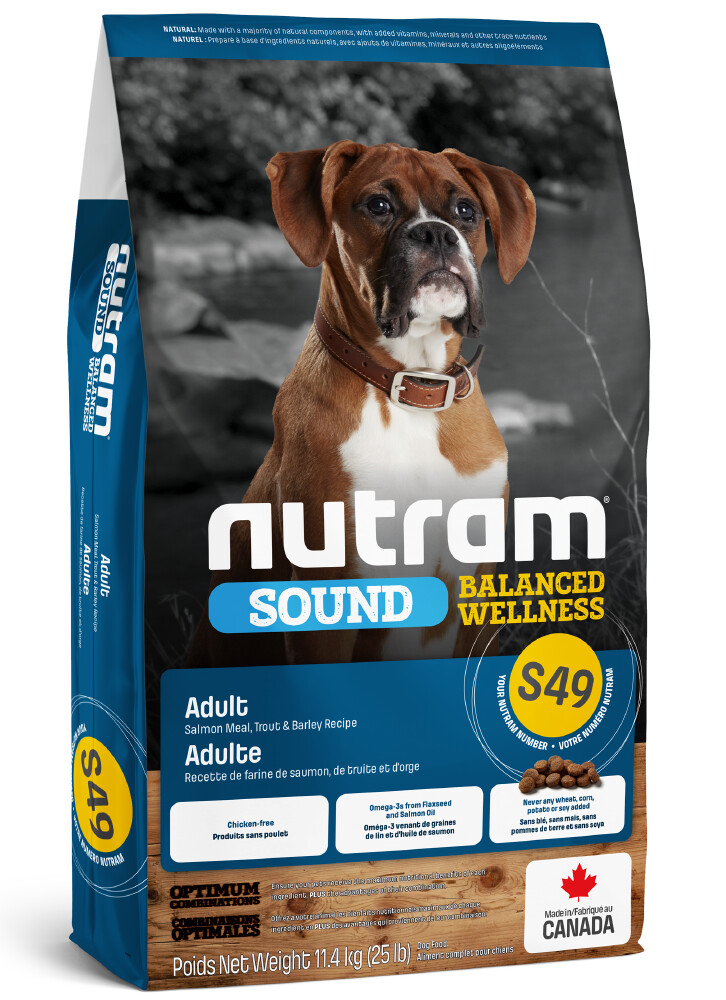 M388 - Nourriture pour chiens adultes saumon et truite - Nutram Sound S49