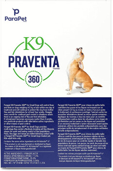 Gouttes anti-puces et tiques K9 Praventa 360 pour chiens de 4.5 kg et moins - ParaPet