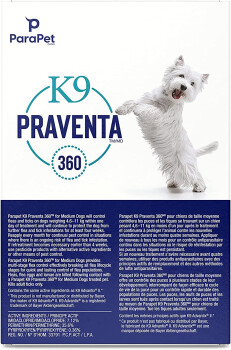 Gouttes anti-puces et tiques K9 Praventa 360 pour chiens de 4.6 kg à 11 kg - ParaPet