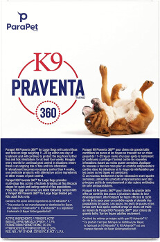 Gouttes anti-puces et tiques K9 Praventa 360 pour chiens de 11 kg à 25 kg - ParaPet