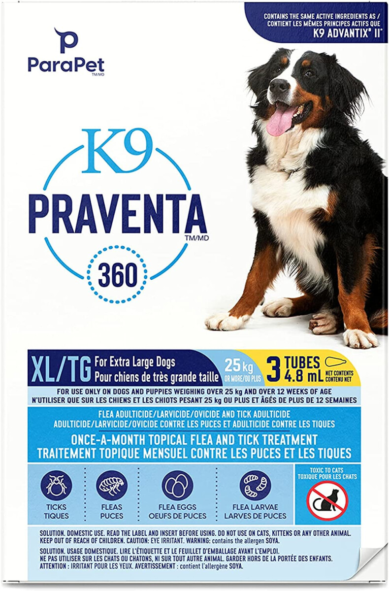 Ps986 - Gouttes anti-puces et tiques K9 Praventa 360 pour chiens de 25 kg et plus - ParaPet