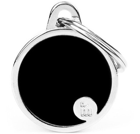 Tg3205 - Médaille pour animaux petit cercle noir Handmade - MyFamily