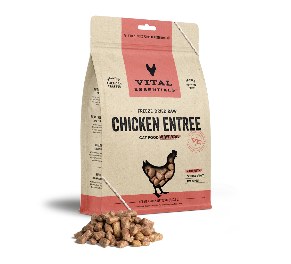 C3150 - Nourriture lyophilisée en morceaux au poulet pour chats - Vital Essentials